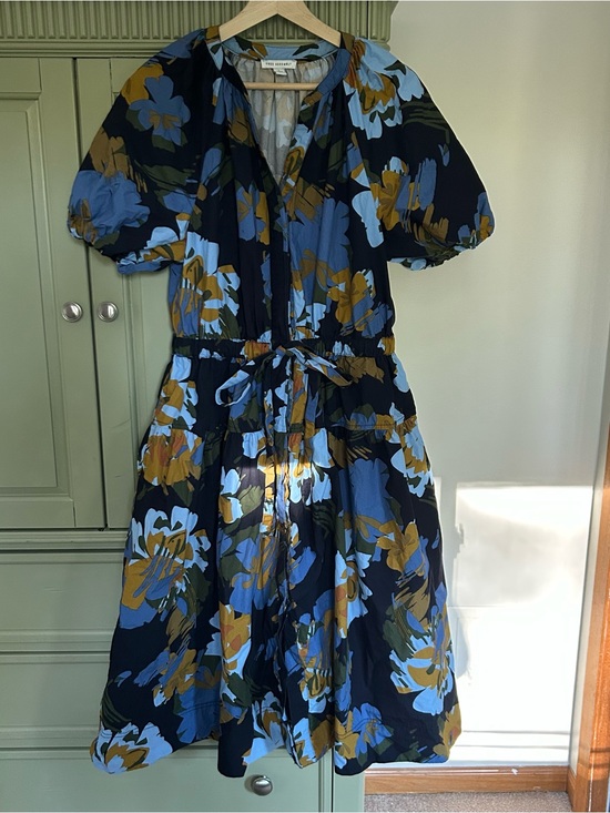 Free Assembly Dresses & Skirts - Tie-Waist Floral Midi Dress in Navy Blue by Free Assembly